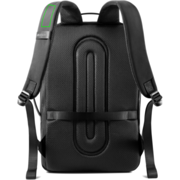 Standskizze: Druckverfahren Digital Transfer auf Position „Tragegurt links (max. 35 x 80 mm)“ – XD Design Bobby Air Rucksack mit 16-Zoll-Laptopfach
