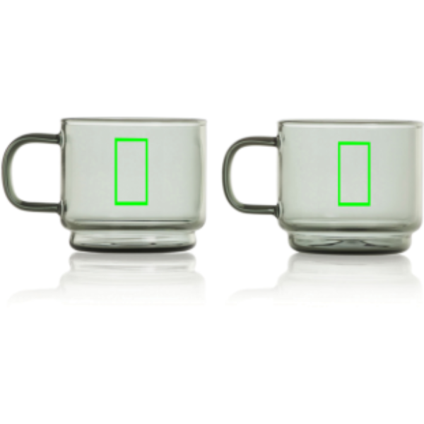 Standskizze: Druckverfahren Tampondruck auf Position „Artikel Vorderseite (max. 15 x 20 mm)“ – AdHoc Impact Espressotassen-Set 2 × 70 ml aus Borosilikatglas mit Logo-Druck