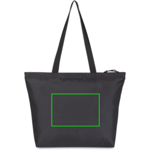Standskizze: Druckverfahren Bestickung auf Position „Artikel Rückseite“ – XD Collection Renew AWARE rPET Tragetasche mit Logo bedrucken
