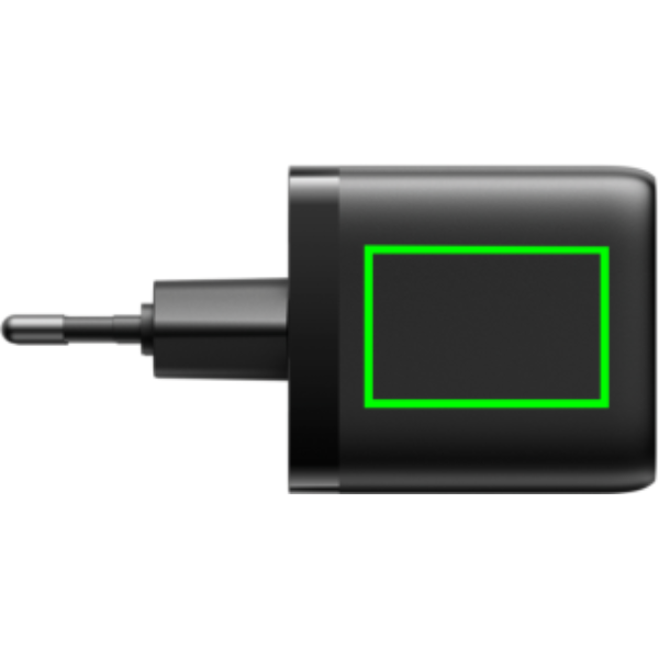 Standskizze: Druckverfahren Tampondruck auf Position „Artikelseite links (max. 30 x 20 mm)“ – Anker ACE 45W USB-C Schnellladegerät mit Logo bedrucken