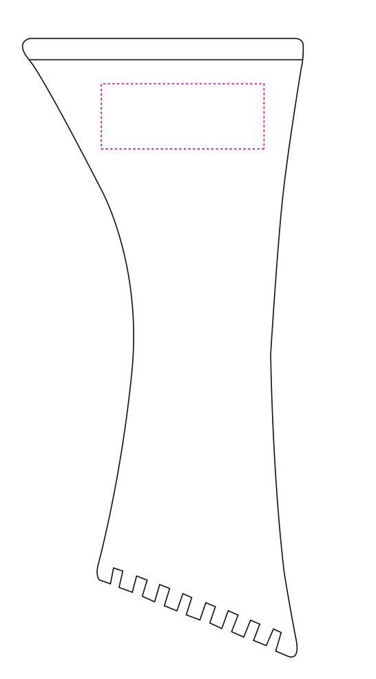 Standskizze: Druckposition „Obere Fläche, bei Kratzkante (max. 50×20 mm)“ – Eiskratzer Ergonomic – ergonomische Form mit Kratzzähnen