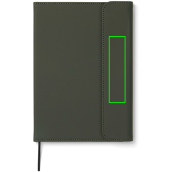 Standskizze: Druckverfahren CO2 Gravur auf Position „Artikel Vorderseite rechts (max. 20 x 80 mm)“ – VINGA Baltimore A5-Notizbuch aus GRS-recyceltem PU und Papier