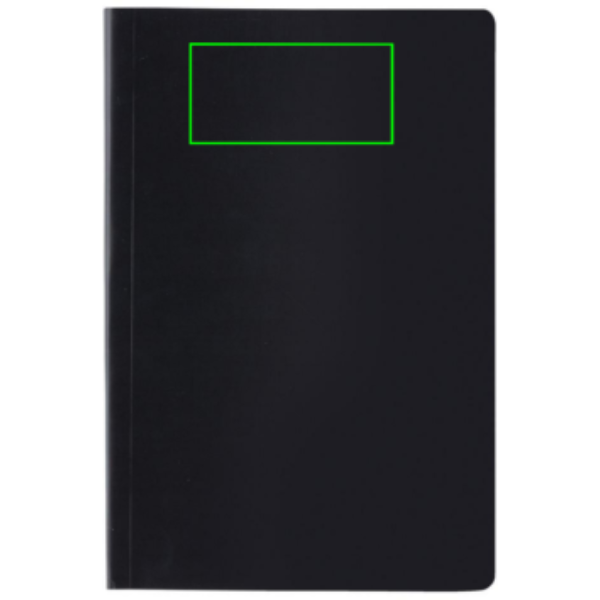 Standskizze: Druckverfahren Tampondruck auf Position „Artikel Vorderseite oben (max. 80 x 40 mm)“ – Impact A5 Notizbuch aus Steinpapier mit Logo bedrucken