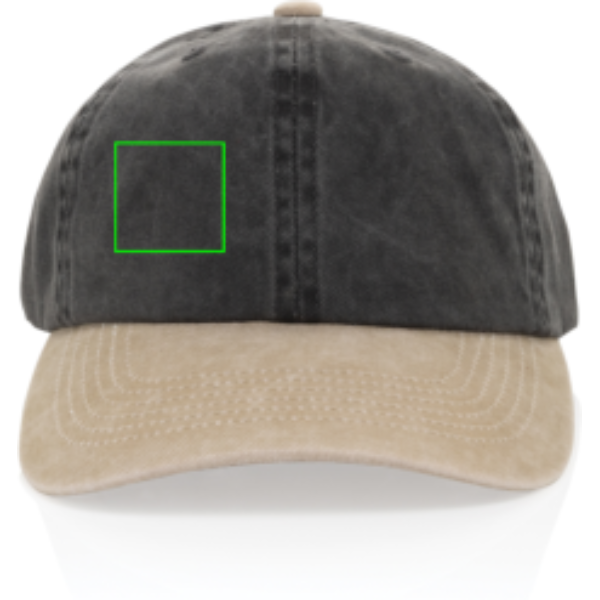 Standskizze: Druckverfahren Digital Transfer auf Position „Artikel Vorderseite rechts (max. 45 x 45 mm)“ – XD Xclusive BEAU AWARE™ Two-Tone 6-Panel-Cap aus recyceltem Cotton-Twill – bestickbar