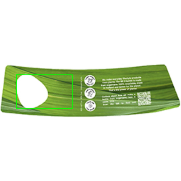 Standskizze: Druckverfahren Digitalprint auf Position „Artikelschuber (max. 75 x 46 mm)“ – BE O Bottle Wasserflasche 500 ml aus Zuckerrohr-Polyethylen, Made in EU