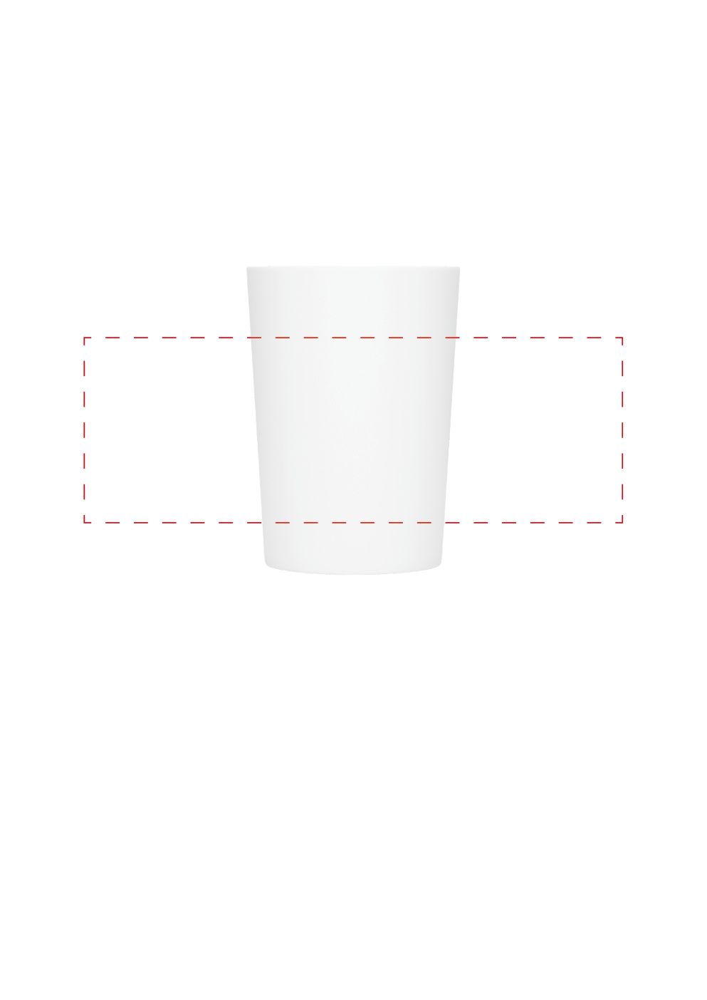 Standskizze: Druckposition „rundum (max. 160×55 mm)“ – Zahnputzbecher Pure 200 ml – Kunststoff mit großer Werbefläche