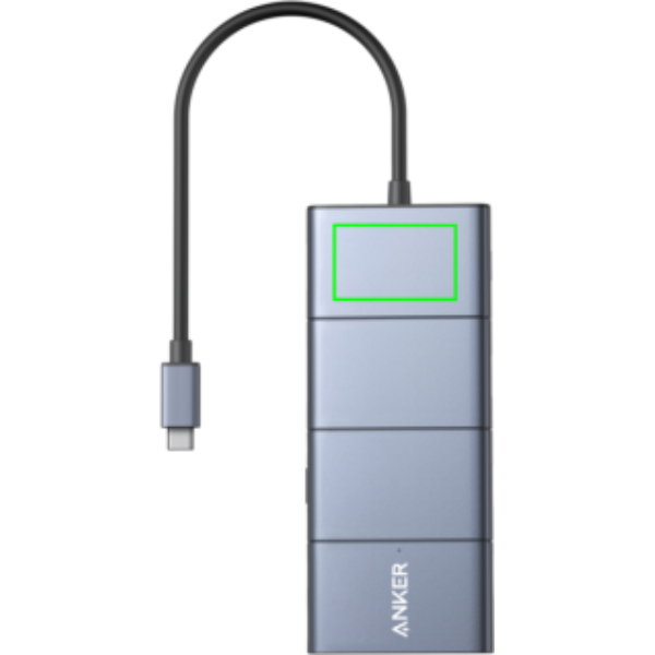 Standskizze: Druckverfahren Tampondruck auf Position „Artikel Vorderseite oben (max. 40 x 25 mm)“ – Anker PowerExpand 11-in-1 USB-C-Hub mit 10 Gbit/s – mit Logo bedruckbar