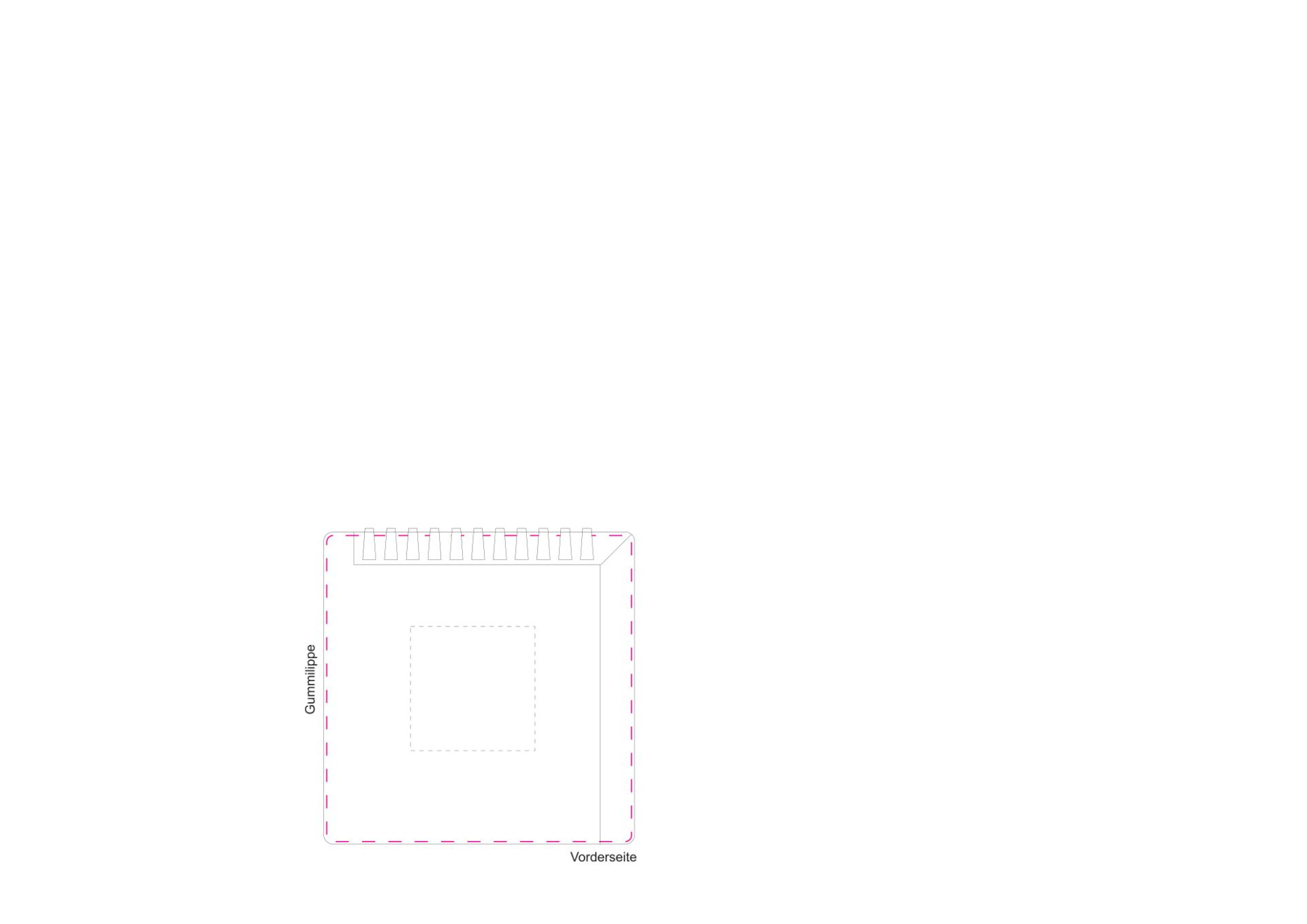 Standskizze: Druckposition „mittig auf Vorderseite (max. 98×98 mm)“ – Eiskratzer Quadrat mit Wasserabstreifer – Kunststoff 103 × 100 mm