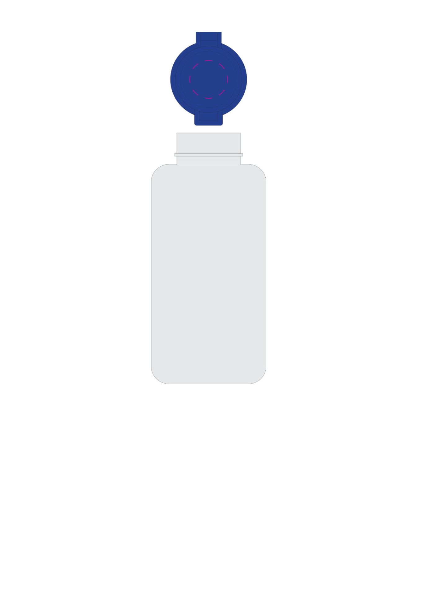 Standskizze: Druckposition „auf Deckel (max. Ø 27 mm)“ – Trinkflasche School 700 ml – Tritan mit kindgerechtem Verschluss