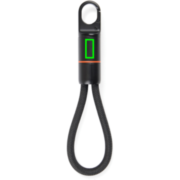 Standskizze: Druckverfahren Tampondruck auf Position „Artikel Rückseite“ – Nordic Drift Everest USB-C-Ladekabel 60 W mit Karabiner – mit Logo veredelbar