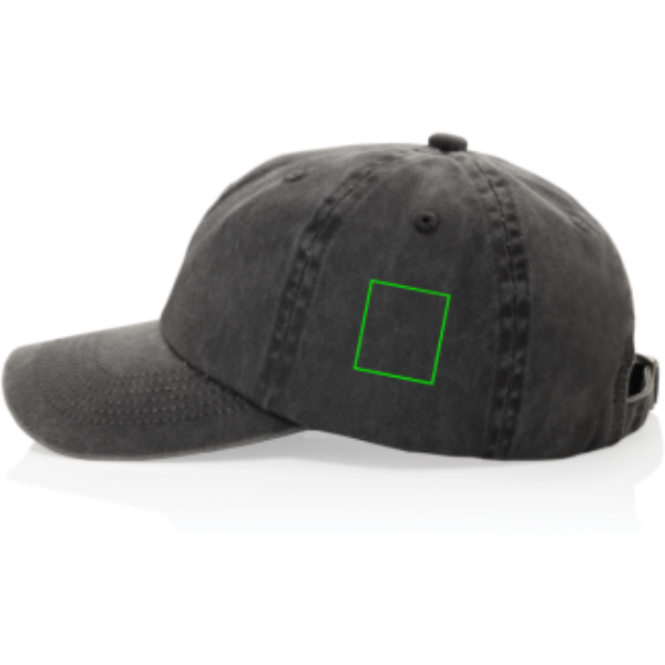 Standskizze: Druckverfahren Digital Transfer auf Position „Artikelseite links (max. 40 x 45 mm)“ – XD Xclusive BEAU AWARE™ Washed 6-Panel Cap aus Baumwolltwill 270 g/m², mit Logo bestickbar