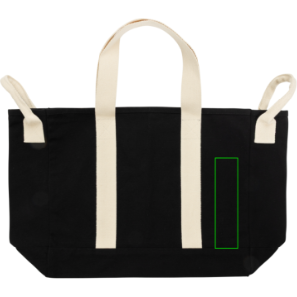 Standskizze: Druckverfahren Digital Transfer auf Position „Artikel Vorderseite rechts (max. 50 x 200 mm)“ – XD Xclusive BEAU AWARE™ Strandtasche aus 400 g/m² recyceltem Canvas, mit Logo bestickbar und bedruckbar