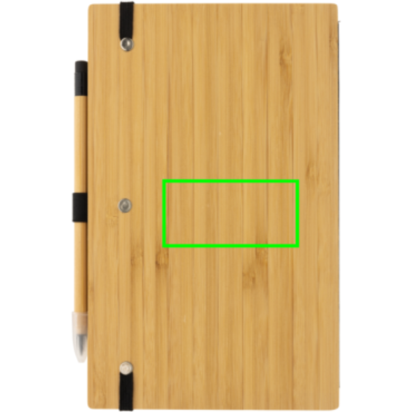 Standskizze: Druckverfahren Tampondruck auf Position „Artikel Rückseite Mitte“ – XD Collection Bambus-Notizbuch mit Infinity-Bleistift im Set — bedruckbar