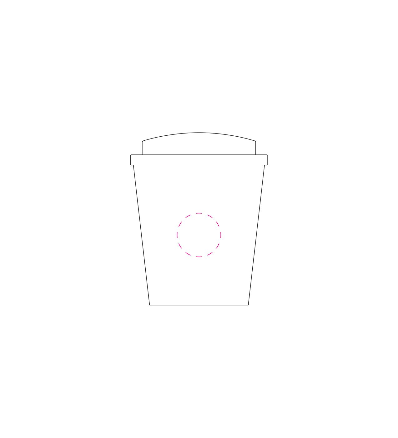 Standskizze: Druckposition „seitlich (max. Ø 30 mm)“ – Kaffeebecher PremiumPlus small 250ml – doppelwandiger To-Go-Becher