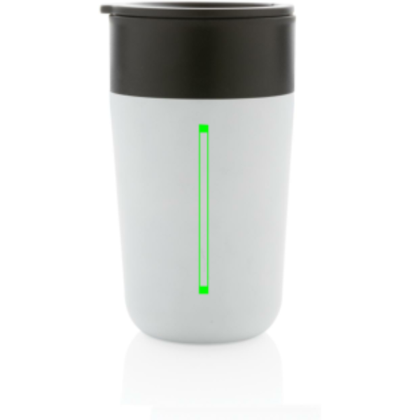 Standskizze: Druckverfahren Tampondruck auf Position „Artikel“ – XD Collection GRS recycelter PP-Becher mit Griff 480 ml, Edelstahl, BPA-frei