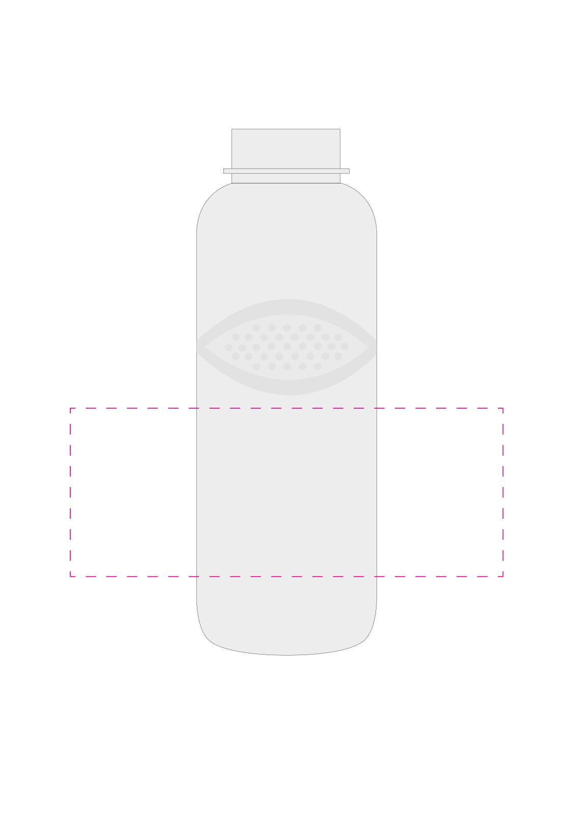 Standskizze: Druckposition „25mm vom unteren Rand (max. 180×70 mm)“ – Trinkflasche Carve Junior 700 ml – Tritan mit Griffmulden