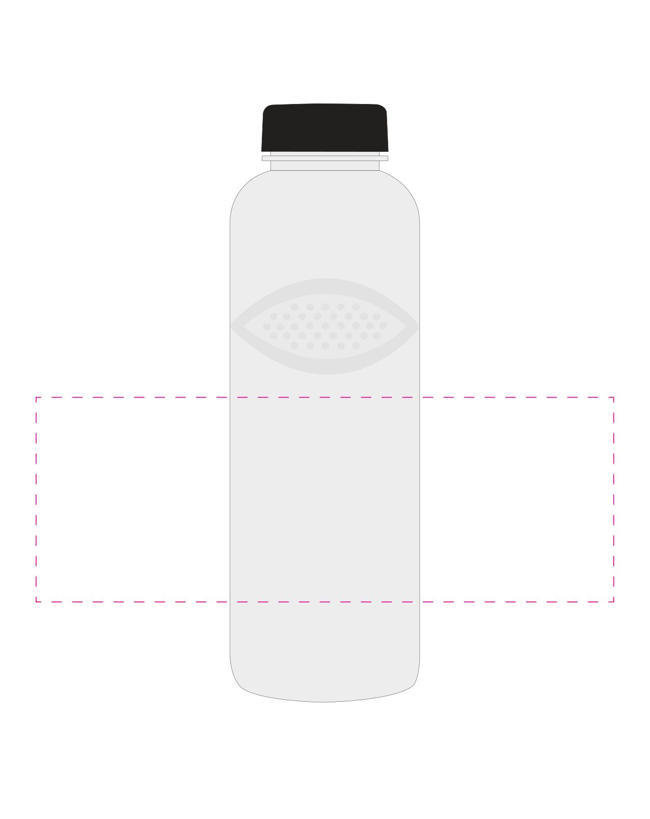 Standskizze: Druckposition „mittig (max. 240×85 mm)“ – Trinkflasche Carve Refresh 1,0 l – Tritan mit Griffmulden