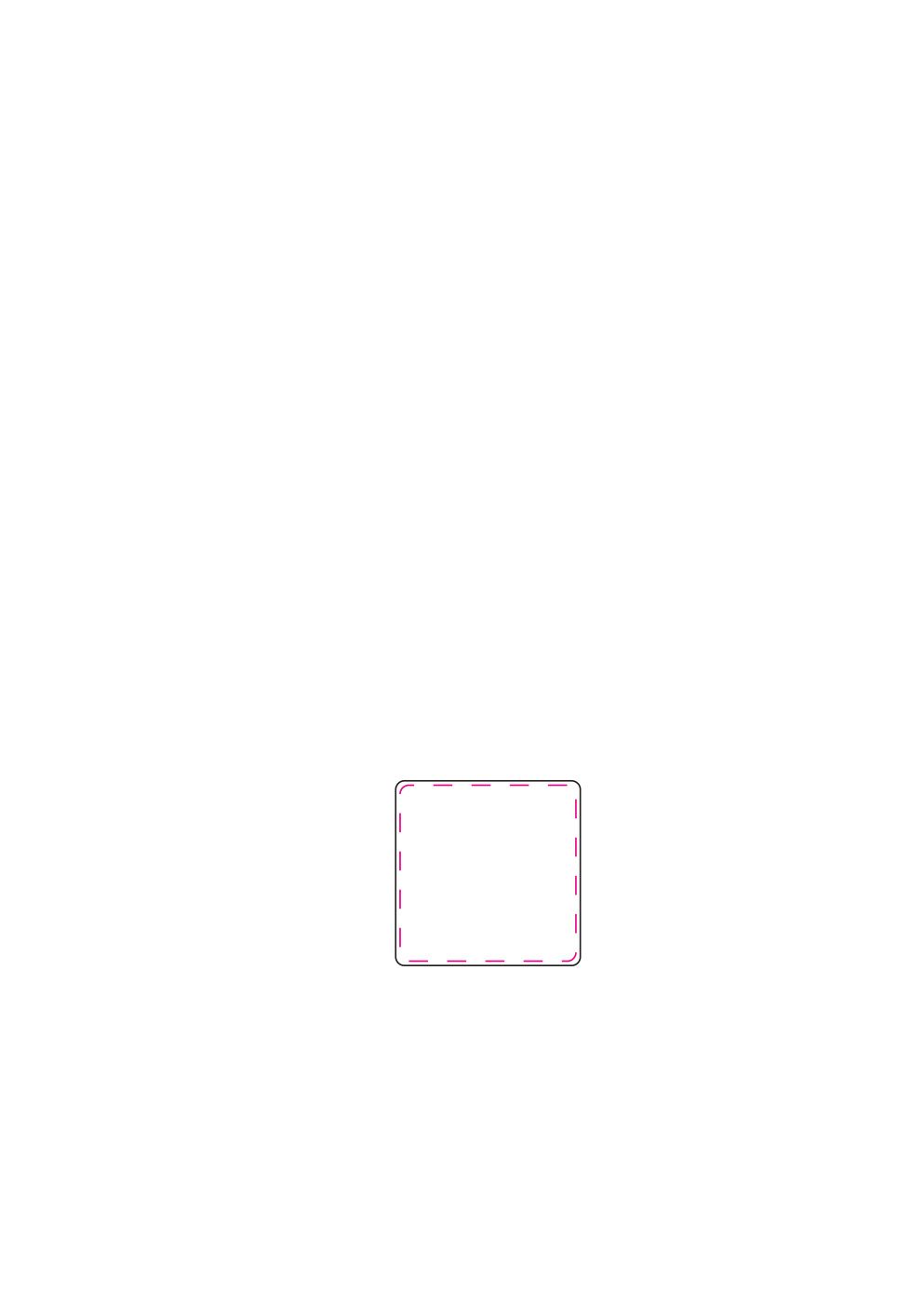 Standskizze: Druckposition „mittig vollflächig (max. 40×40 mm)“ – Werbemagnet Quadrat 42 x 42 mm – Kunststoff