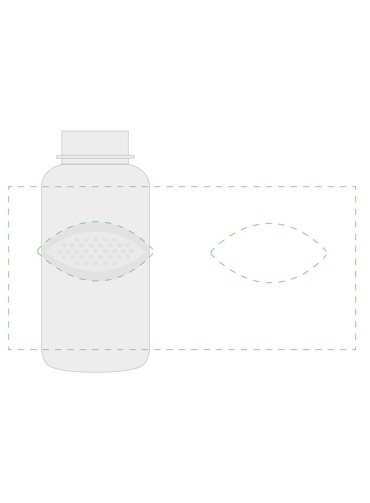 Standskizze: Druckposition „rundum (max. 235×110 mm)“ – Trinkflasche Carve Junior 500 ml – Tritan mit Griffmulden