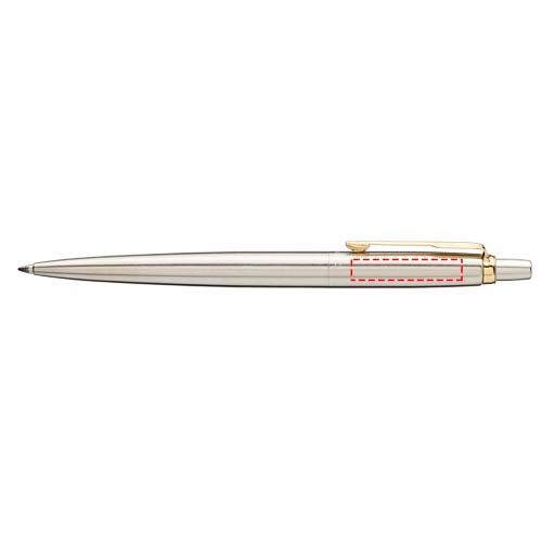 Standskizze: Druckverfahren Lasergravur auf Position „Kugelschreiber Kappe (max. 30 x 6 mm)“ – Parker Jotter Edelstahl Kugelschreiber (blaue Mine)