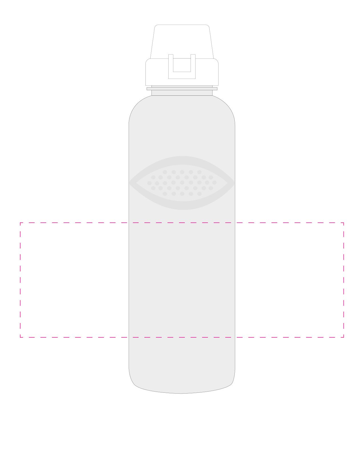 Standskizze: Druckposition „mittig (max. 240×85 mm)“ – Trinkflasche Carve School 1,0 l – Tritan mit Griffmulden
