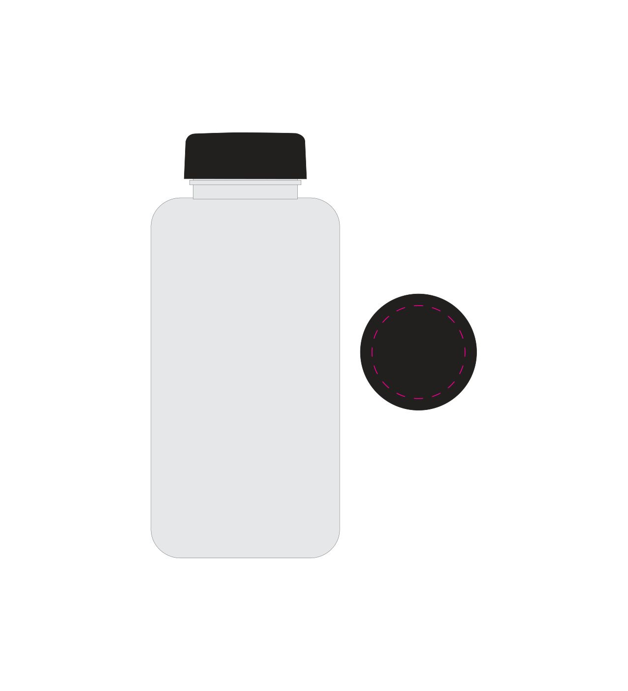 Standskizze: Druckposition „auf Deckel (max. Ø 40 mm)“ – Trinkflasche Refresh 700 ml – Tritan auslaufsicher mit Silikonstrap
