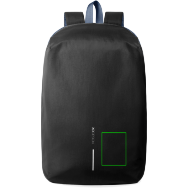 Standskizze: Druckverfahren Digital Transfer auf Position „Artikel Vorderseite rechts (max. 60 x 80 mm)“ – XD Design Switch 2-in-1 Rucksack aus recyceltem Nylon mit Logo bedruckbar