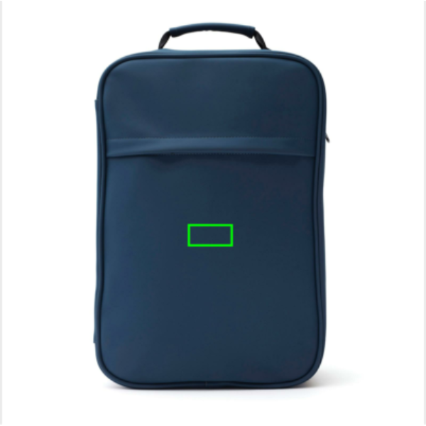 Standskizze: Druckverfahren PU-Etikett Baltimore marineblau auf Position „Artikel Vorderseite unten“ – VINGA Baltimore Travel Rucksack 17 Zoll mit Logodruck