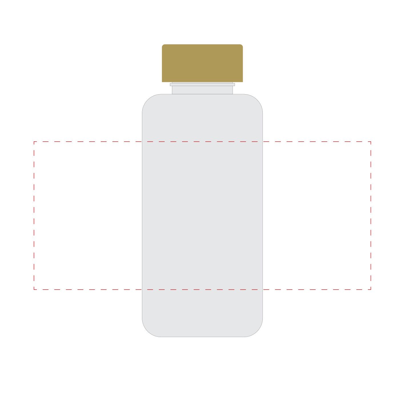 Standskizze: Druckposition „rundum (max. 250×110 mm)“ – Tritan-Trinkflasche Natural 1,0 l – mit Bambusdeckel, auslaufsicher