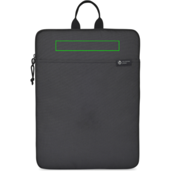 Standskizze: Druckverfahren Digital Transfer auf Position „Artikel Vorderseite oben (max. 160 x 25 mm)“ – Renew AWARE rPET 16 Zoll Laptop Sleeve schwarz, gepolstert, mit Logo bedruckbar