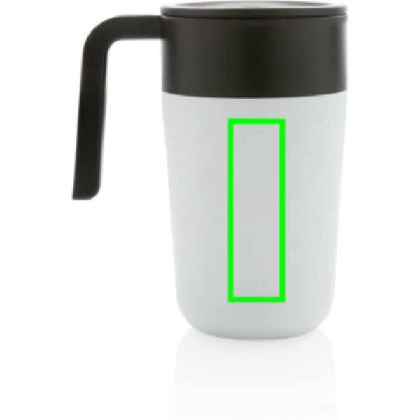 Standskizze: Druckverfahren Lasergravur auf Position „Artikel Rückseite“ – XD Collection GRS recycelter PP-Becher mit Griff 480 ml, Edelstahl, BPA-frei