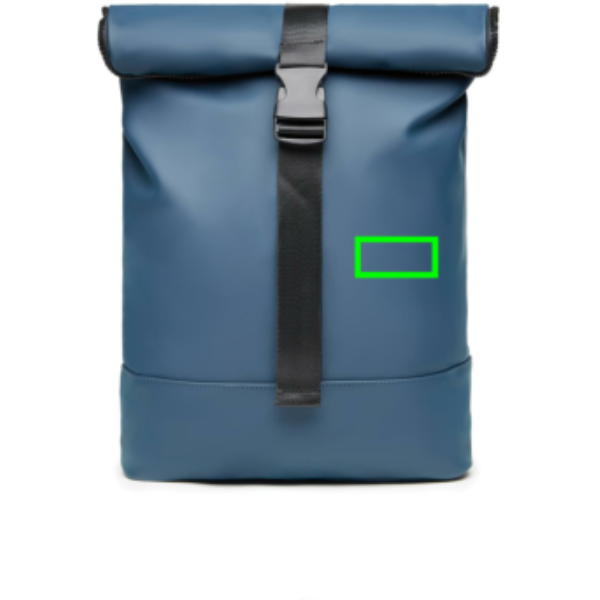 Standskizze: Druckverfahren PU-Etikett Baltimore marineblau auf Position „Artikel Vorderseite rechts“ – VINGA Baltimore Fahrradtasche mit 17-Zoll-Laptopfach, wandelbar zum Rucksack