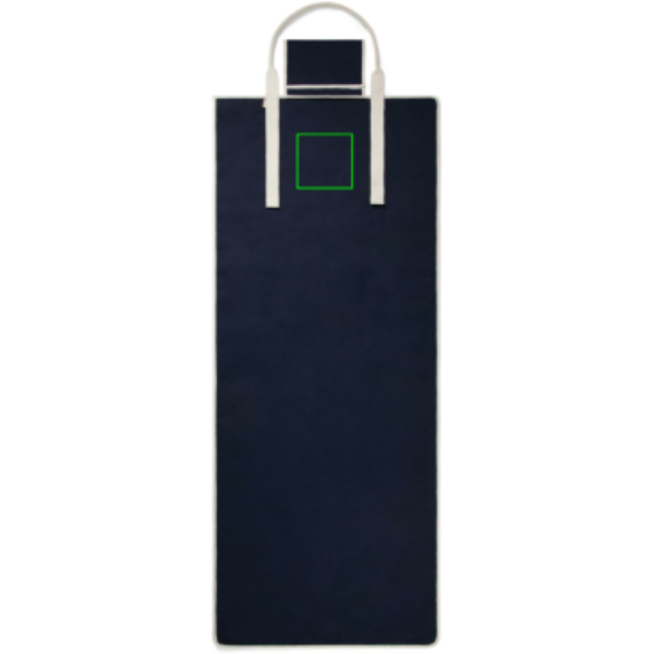Standskizze: Druckverfahren Siebdruck Transfer auf Position „Artikel Vorderseite“ – VINGA Volonne AWARE™ Strandmatte aus recyceltem Canvas mit Tragegriff und Tasche – bedruckbar