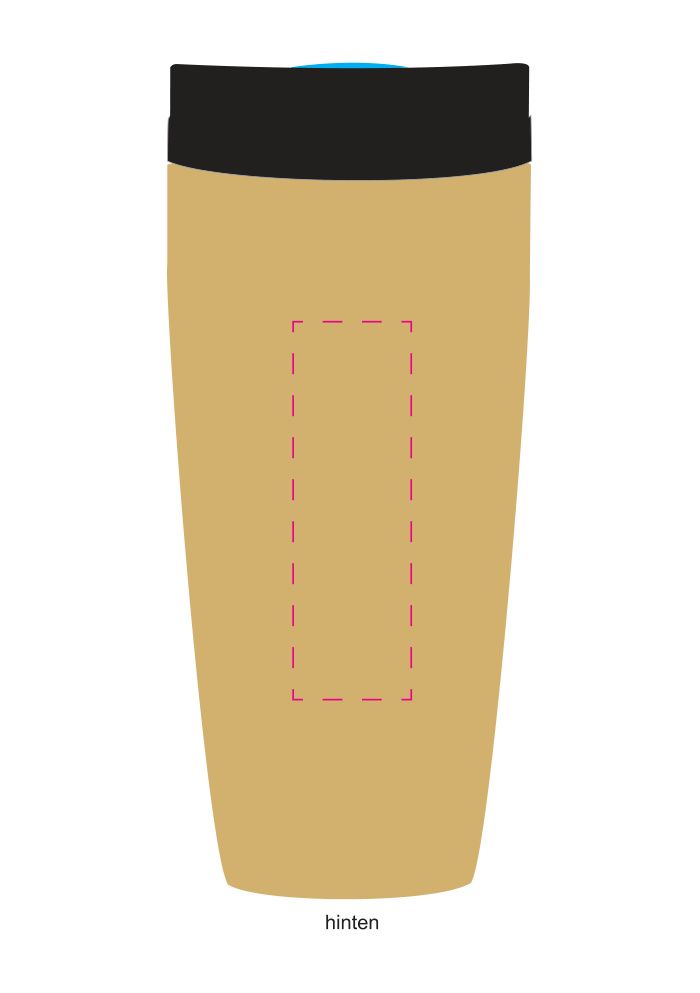 Standskizze: Druckposition „Trinköffnung hinten (max. 25×80 mm)“ – Isolierbecher Coffee To Go 0,35 l – doppelwandig, Made in Germany