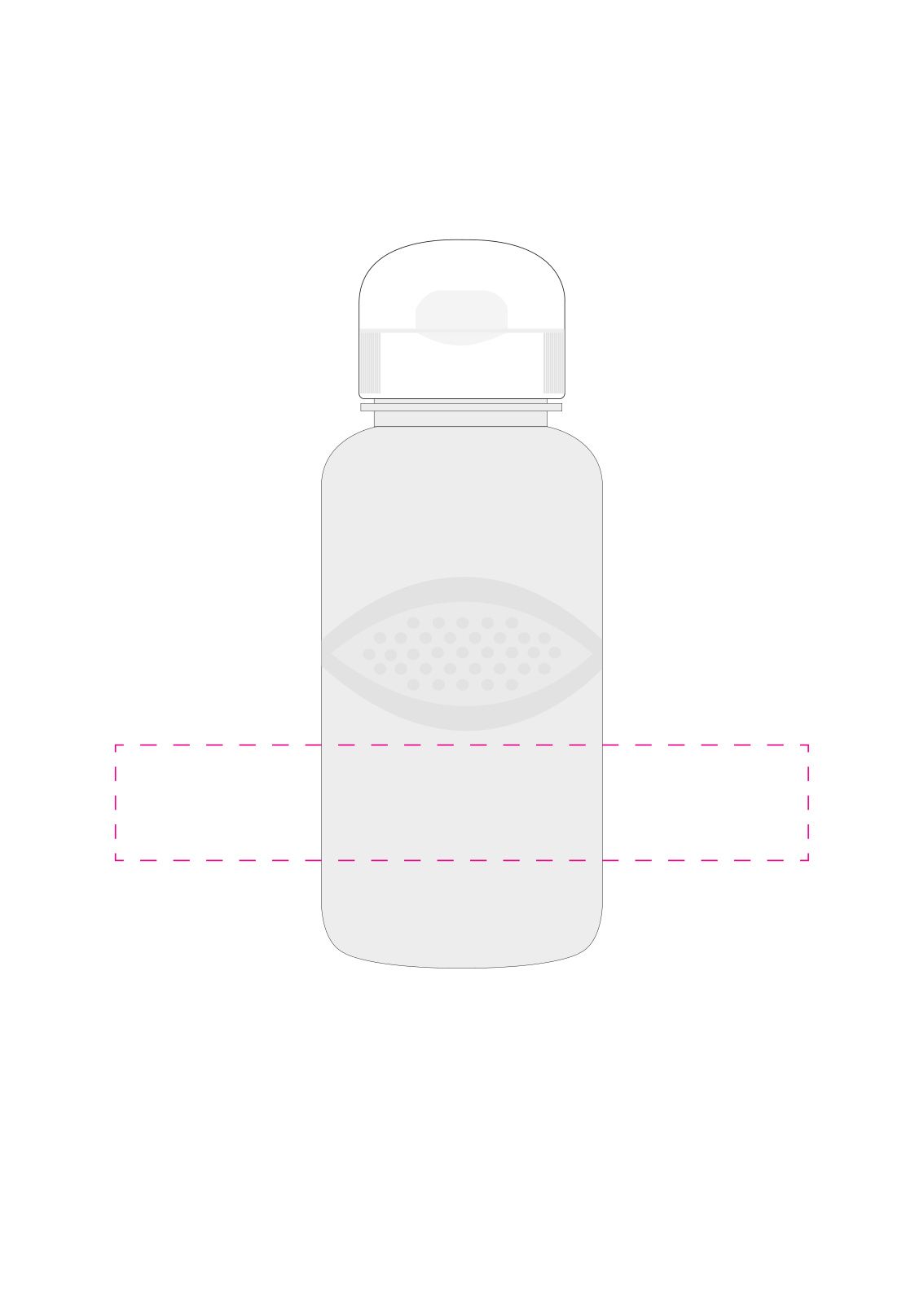 Standskizze: Druckposition „mittig (max. 180×30 mm)“ – Trinkflasche Carve Sports 500 ml – Tritan mit Griffmulden