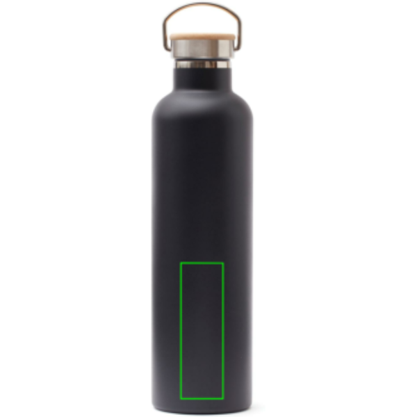 Standskizze: Druckverfahren Lasergravur auf Position „Artikel Vorderseite unten“ – VINGA Miles Thermosflasche 1000 ml Edelstahl, vakuumisoliert, schwarz