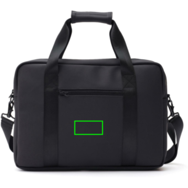 Standskizze: Druckverfahren PU-Etikett Baltimore schwarz auf Position „Artikel Vorderseite“ – VINGA Baltimore Laptoptasche 17 Zoll – bedruckbar