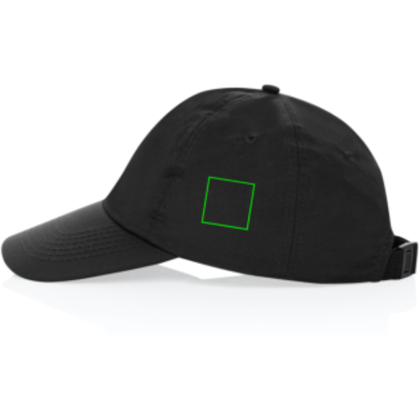 Standskizze: Druckverfahren Digital Transfer auf Position „Artikelseite links (max. 40 x 40 mm)“ – XD Xclusive KENTO URBAN 5-Panel-Cap, Nylon mit 27 % Recyclinganteil, bestickbar