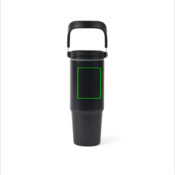 Standskizze: Druckverfahren Tampondruck auf Position „Artikel Vorderseite oben“ – VINGA Eos Trek 880 ml Vakuumflasche aus recyceltem Edelstahl (RCS)