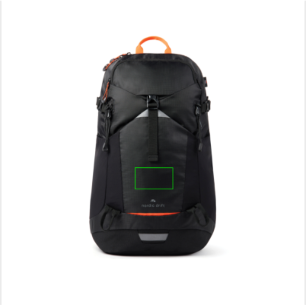 Standskizze: Druckverfahren Siebdruck Transfer auf Position „Artikel Vorderseite (max. 70 x 40 mm)“ – Nordic Drift Trail RCS Rucksack 24L bedrucken