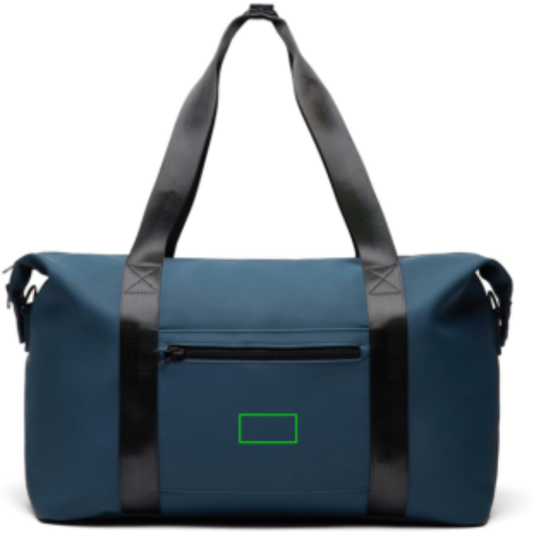 Standskizze: Druckverfahren PU-Etikett Baltimore marineblau auf Position „Artikel Vorderseite unten“ – VINGA Baltimore RCS 24h Wochenendtasche mit Logo bedrucken