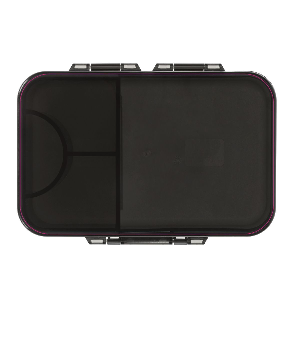 Standskizze: Druckposition „mittig (max. 136×215 mm)“ – Vorratsdose Triva – Tritan-Box mit Fächern, Made in Germany