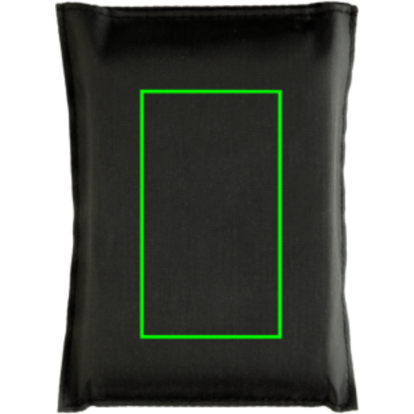 Standskizze: Druckverfahren Siebdruck Transfer auf Position „Hülle Vorderseite (max. 40 x 70 mm)“ – Solra Rettungsdecke aus PET-Mylar mit RCS-rPET-Tasche, bedruckbar