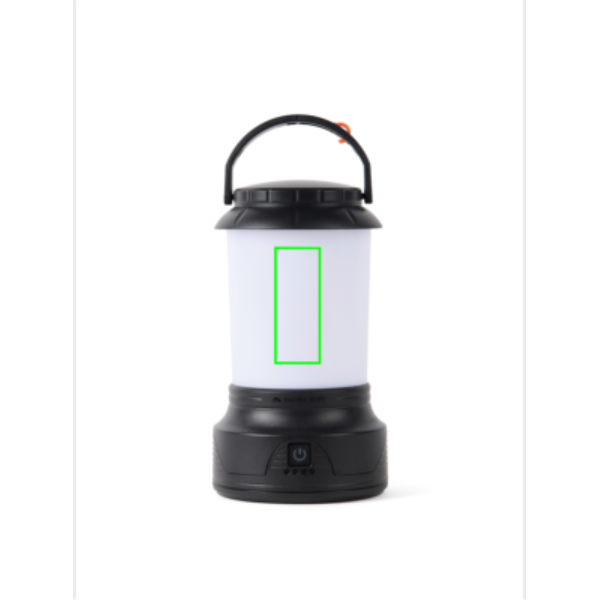 Standskizze: Druckverfahren Tampondruck auf Position „Artikel Vorderseite (max. 20 x 50 mm)“ – Nordic Drift Everest Bright RCS Campinglaterne mit Handkurbel – mit Logo bedruckbar