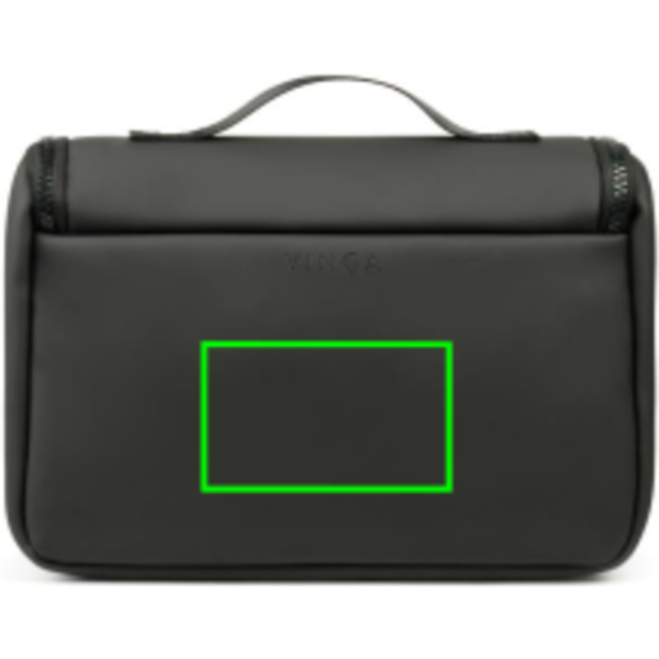 Standskizze: Druckverfahren Digital Transfer auf Position „Artikel Rückseite (max. 100 x 60 mm)“ – VINGA Baltimore Reise-Kosmetiktasche aus Nubuk-PU mit Logo-Veredelung