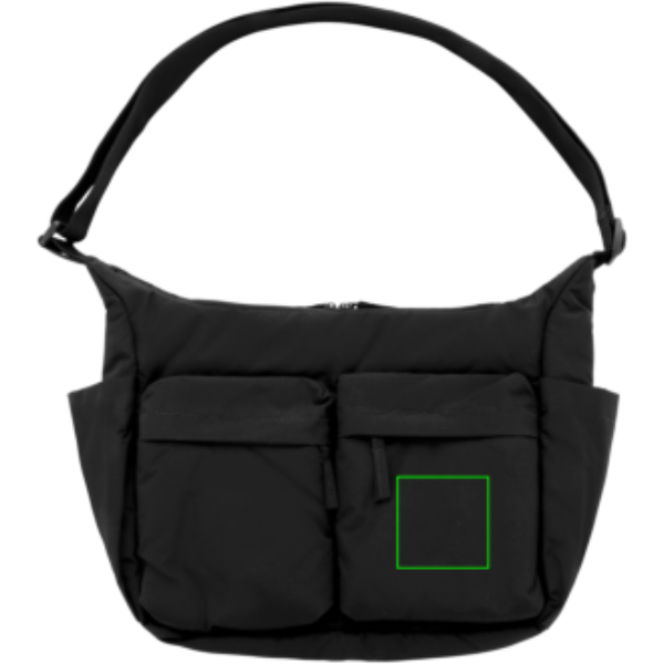 Standskizze: Druckverfahren Siebdruck Transfer auf Position „Artikel Vorderseite rechts (max. 60 x 60 mm)“ – XD Xclusive KENTO URBAN gepolsterte Crossover-Tasche mit 46 % Recyclinganteil, bedruckbar