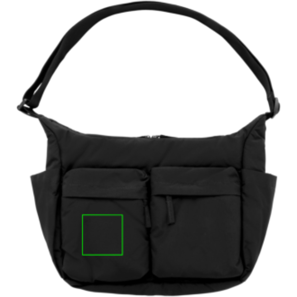 Standskizze: Druckverfahren Siebdruck Transfer auf Position „Artikel Vorderseite links (max. 60 x 60 mm)“ – XD Xclusive KENTO URBAN gepolsterte Crossover-Tasche mit 46 % Recyclinganteil, bedruckbar