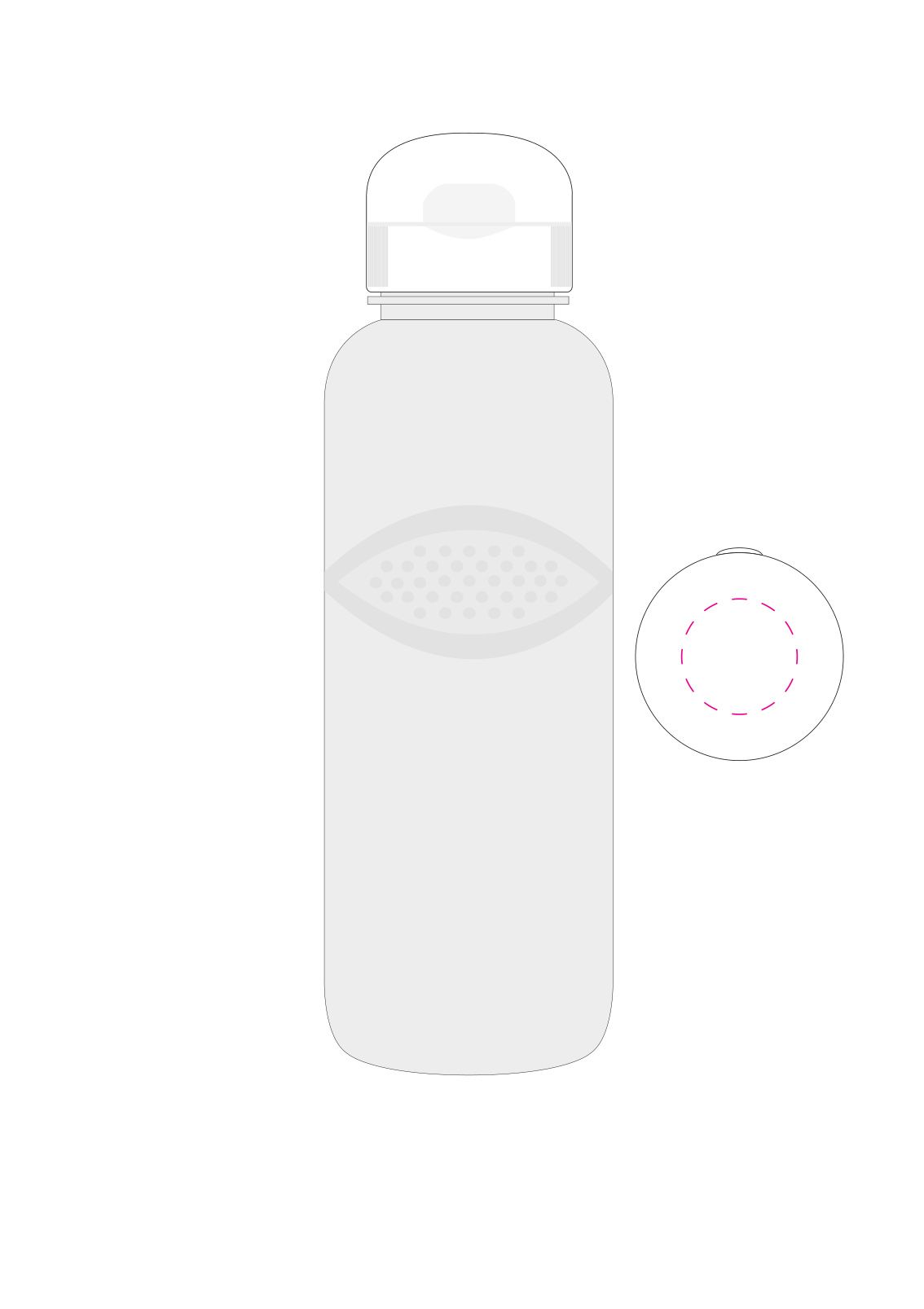 Standskizze: Druckposition „auf Deckel (max. Ø 30 mm)“ – Tritan-Trinkflasche Carve Sports 700 ml – Made in Germany