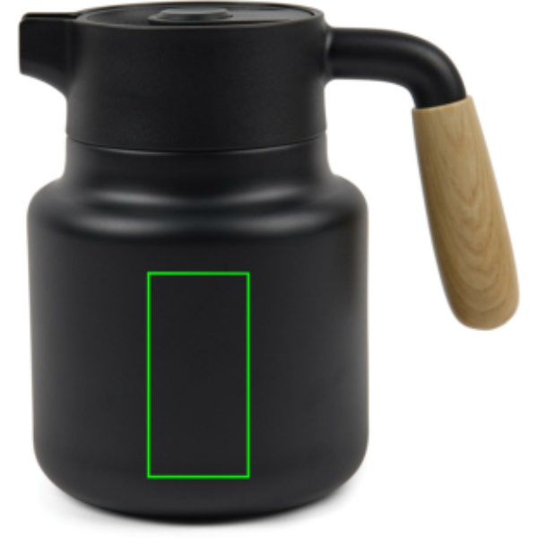 Standskizze: Druckverfahren Lasergravur auf Position „Artikel Vorderseite“ – VINGA Arbe RCS Isolierkanne 1200 ml aus recyceltem Edelstahl – mit Lasergravur oder Tampondruck