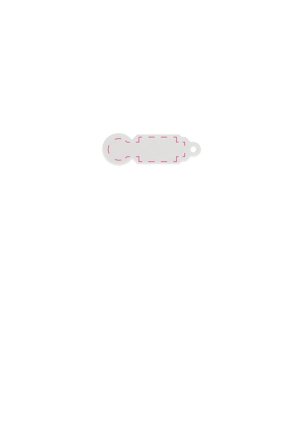 Standskizze: Druckposition „mittig (max. 53×17 mm)“ – Einkaufswagenlöser Chipster – Kunststoff, 68 × 23 mm, Made in Germany